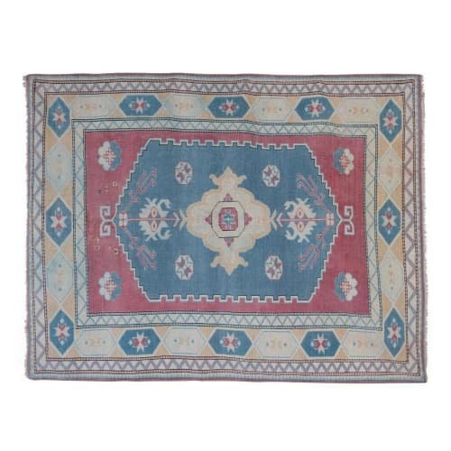 Vintage Anatolian Oushak Kars Handwoven Distressed Area Rug | Rugs by Vintage Pillows Store. Item made of cotton & fiber