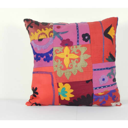 Suzani Square Cushion Cover, Tribal House Decor- Embroidery | Pillows by Vintage Pillows Store