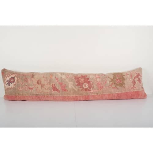 Extra Long Pink Turkish Carpet Rug Pillow Cover, Faded | Sham in Linens & Bedding by Vintage Pillows Store. Item made of cotton & fiber