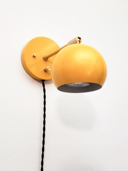 Pivoting Head Bedside Reading Wall Light, Red and Gold | Sconces by Retro Steam Works. Item made of fabric with brass works with mid century modern & industrial style