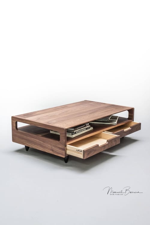 Marble Coffee Table Solid Walnut/Oak Board | Tables by Manuel Barrera Habitables. Item made of oak wood & marble