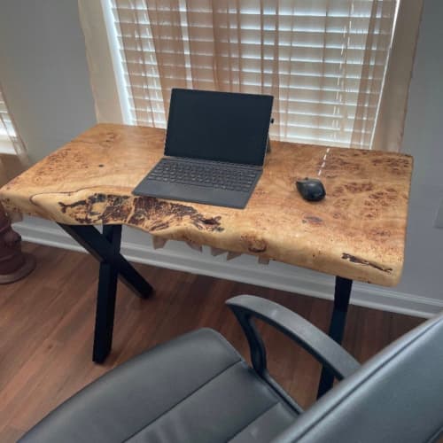 Live edge Wood Custom Office Desk | Tables by Ironscustomwood. Item composed of walnut