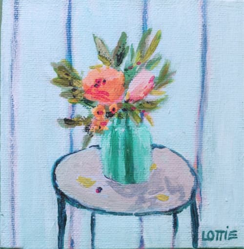 Day 15: Warm | 5x5" | Oil And Acrylic Painting in Paintings by Lottie Made. Item composed of canvas and synthetic
