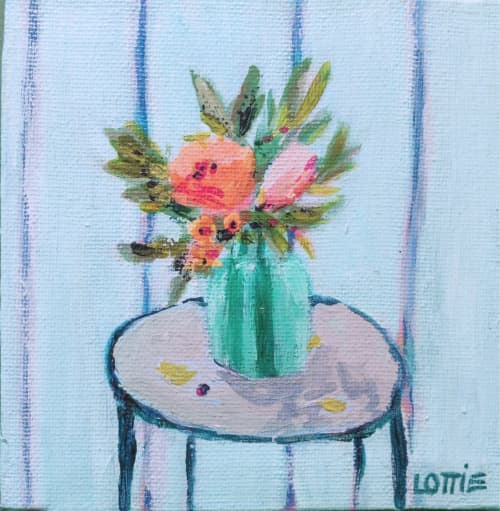 Day 15: Warm | 5x5" | Oil And Acrylic Painting in Paintings by Lottie Aldarwish. Item composed of canvas and synthetic