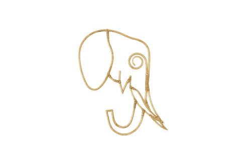 Amara Handmade Natural Rattan Elephant Wall Art, 17" | Ornament in Decorative Objects by Amara