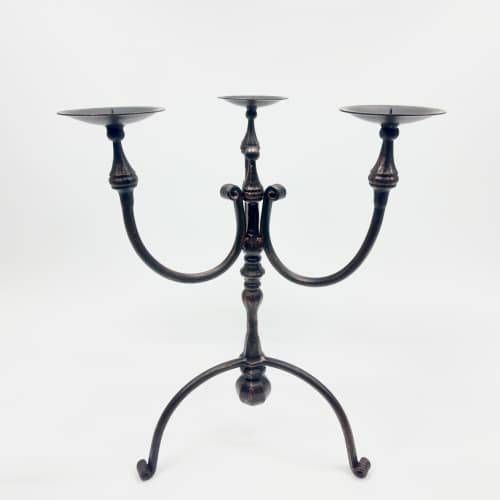 Hand Forged Iron Candelabra 19.5″ (50cm) | Candle Holder in Decorative Objects by edecrawzFC