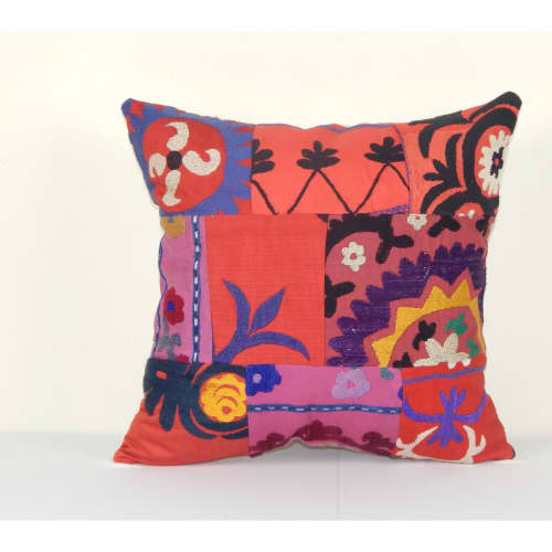 Suzani Square Cushion Cover, Tribal House Decor- Embroidery | Pillows by Vintage Pillows Store