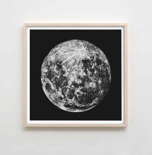 Square Black and White Moon Print, Moon Art, Moon Wall Decor | Prints by Capricorn Press. Item made of paper compatible with boho and industrial style