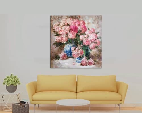 Large floral canvas, Peony oil paintings on canvas original by Natart ...