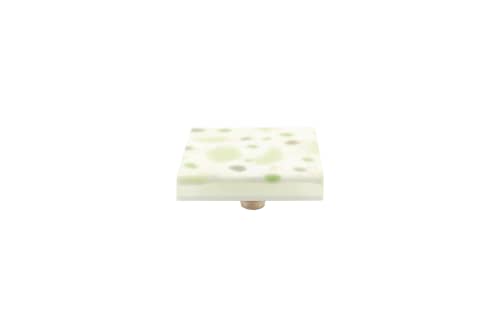 Terrazzo Tea Green Large Square Knob | Hardware by Windborne Studios. Item composed of stone