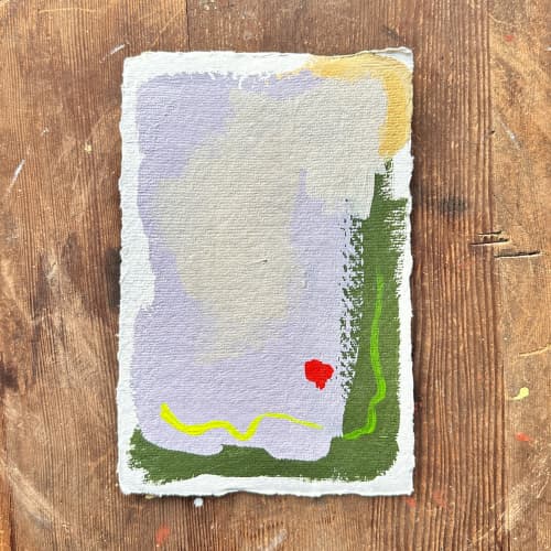 Abstract on handmade paper | Oil And Acrylic Painting in Paintings by Lizzie DiSilvestro. Item composed of paper compatible with art deco style