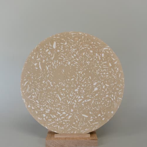 Round Terrazzo 16" - Dessert Sand | Coaster in Tableware by Tropico Studio. Item made of stoneware