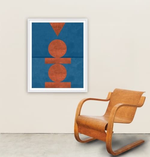 Colorful Geometric Art, Abstract Blue Art, Sixties Minimalis | Prints by Capricorn Press. Item made of paper compatible with boho and minimalism style
