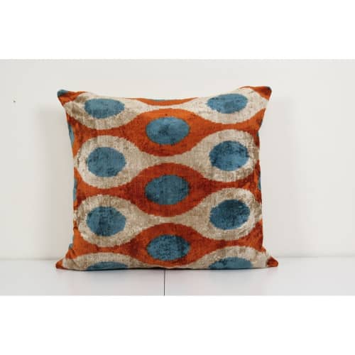 Ikat Velvet Pillow, Ikat Cushion | Pillows by Vintage Pillows Store. Item composed of cotton