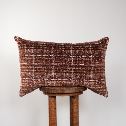 Rust Red Plaid Velvet Pillow 16x24 | Pillows by Vantage Design