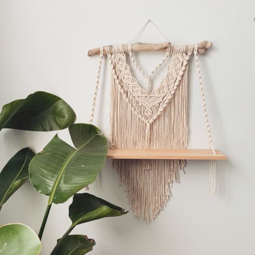 Large Macrame Shelf- "Jenna" | Macrame Wall Hanging in Wall Hangings by Rosie the Wanderer. Item made of cotton