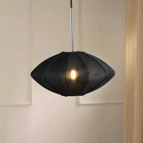 Luxe Collection - Tokyo Lamp (Black) | Pendants by FIG Living. Item made of fabric works with minimalism & contemporary style