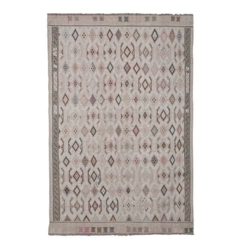Handwoven Diamond Pattern Kilim Rug, Turkish Mid Century | Area Rug in Rugs by Vintage Pillows Store. Item composed of cotton