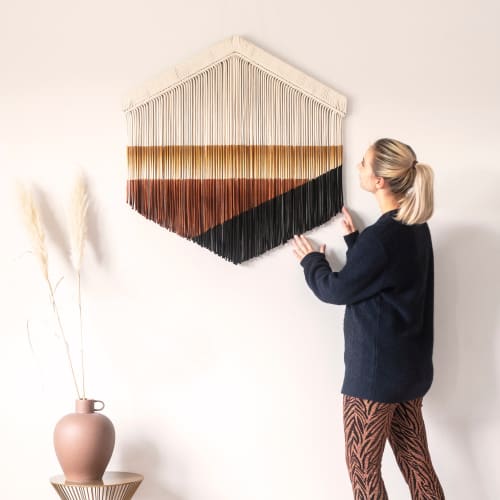 Dyed Fiber Art - HEXAGON | Macrame Wall Hanging in Wall Hangings by Rianne Aarts. Item made of cotton with fiber