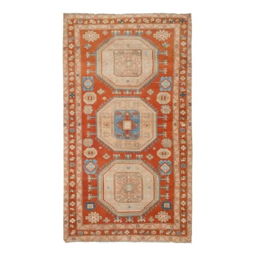 Vintage Caucasian Rug - Soft Pink and Blue Colors Wool Rug | Area Rug in Rugs by Vintage Pillows Store. Item made of cotton