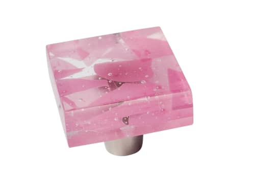 Millennial Pink Blush Pink Glass Square Knob | Hardware by Windborne Studios. Item made of glass