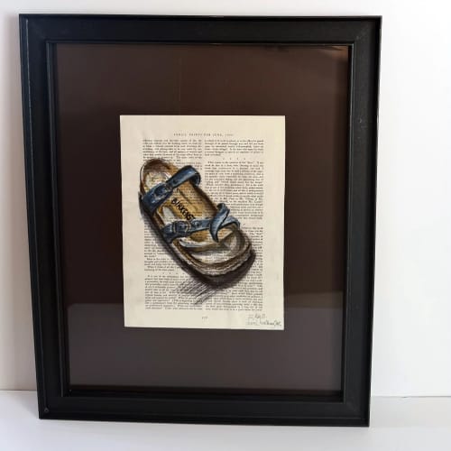 Hiking Shoe | Watercolor Painting in Paintings by Grange Home. Item composed of steel and paper in boho or contemporary style