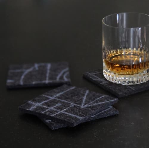 Coasters Merino Wool Felt 'Chalkline' Charcoal | Tableware by Lorraine Tuson