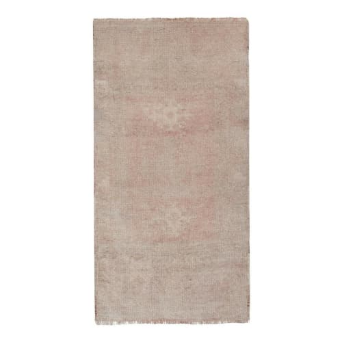 1970s Vintage Distressed Low Pile Oushak Yastik Rug | Area Rug in Rugs by Vintage Pillows Store. Item made of fiber