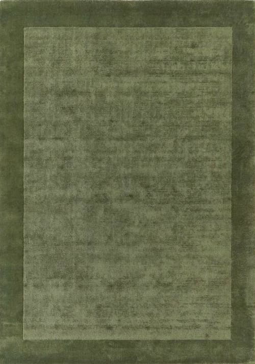 Minimalist Olive Green Rug, Solid Color Hand-Tufted Area Carpet, Neutral Boho Living Room Decor | Area Rug in Rugs by Krafcreation. Item made of cotton compatible with minimalism style
