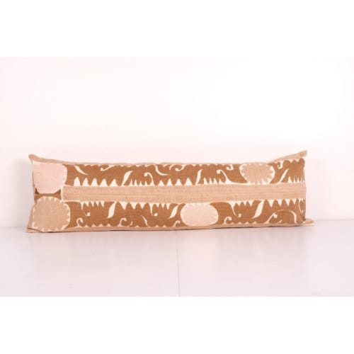 Uzbek Faded Brown Suzani Cushion Cover, Suzani Pink Pillow C | Pillows by Vintage Pillows Store