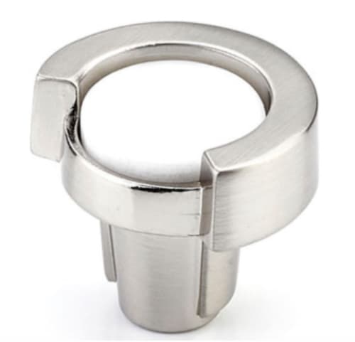 Astratto White Round Knob With Satin Nickel Finish | Hardware by Windborne Studios. Item composed of brass and glass