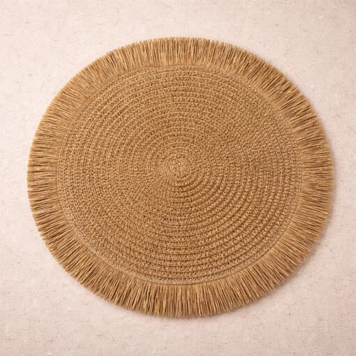 Santorini Straw Fringe Placemats - 15" | Tableware by Busa Designs