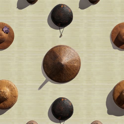 Asian Hats | Wallpaper in Wall Treatments by Brenda Houston. Item made of paper