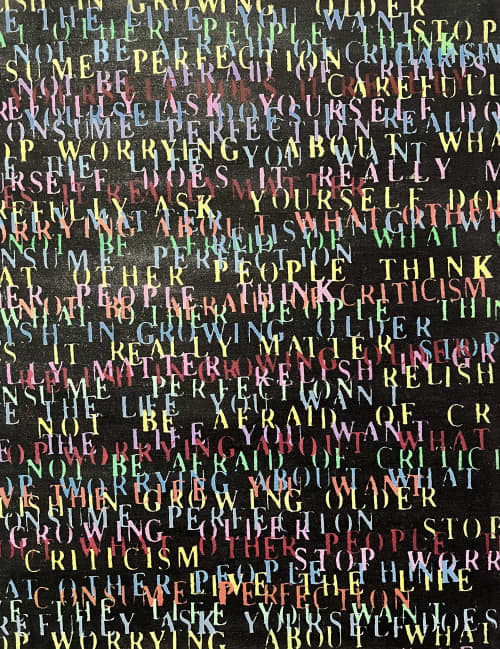 Relish in Growing Older 18"x 22" | Mixed Media in Paintings by Emeline Tate. Item composed of fabric and synthetic