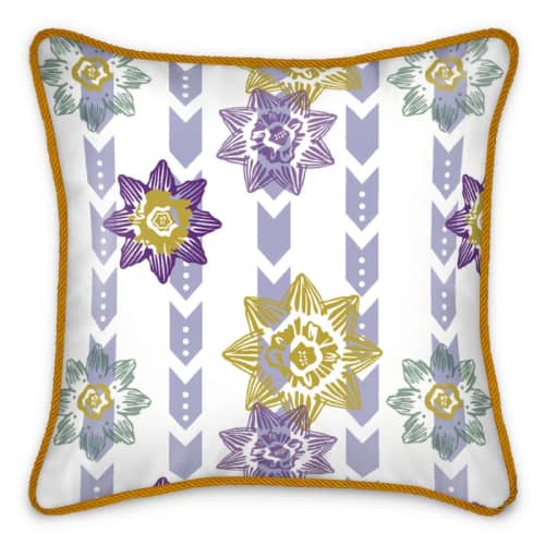 Daisy Pattern Silk Cushion | Pillows by Sean Martorana. Item made of fabric