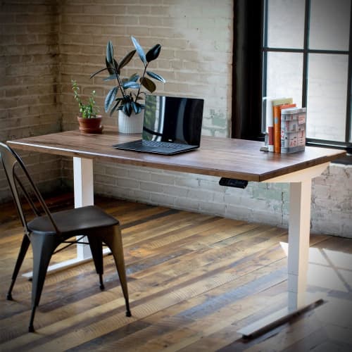 Wood Slab Desk | Tables by ROMI. Item made of oak wood works with minimalism & mid century modern style