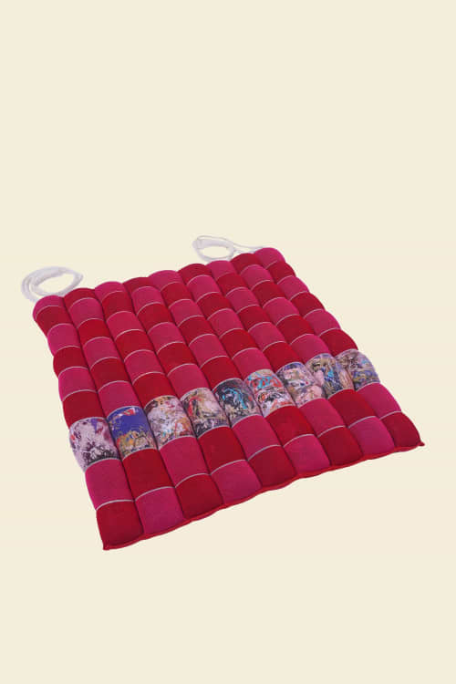 Upcycled Seat Cushion in Red | Pillows by BOI. Item composed of fabric in contemporary style