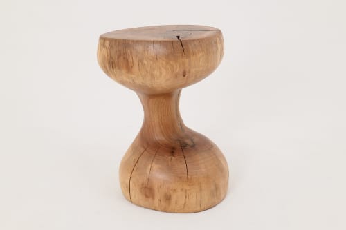 Walnut Solid Wood Sculptural Side Table, Original Contemporary Design | Tables by Logniture