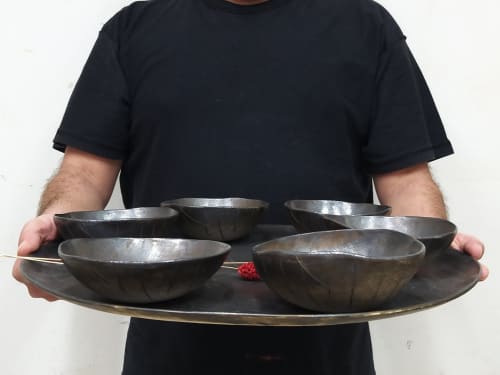 Black Ceramic Serving Tray | Serveware by YomYomceramic. Item composed of ceramic