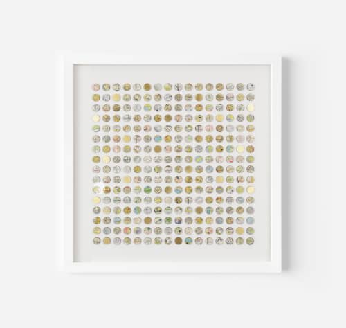 Two Hundred and Fifty Six London Map Dots Collage With Gold Leaf | Paintings by Amelia Coward