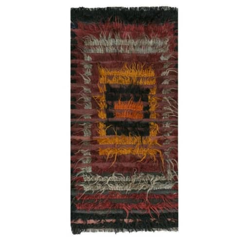Decorative Vintage Long Pile Tulu Rug, Soft Wool Shaggy | Area Rug in Rugs by Vintage Pillows Store. Item composed of wool and fiber