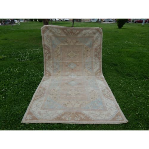 1970s Vintage Turkish Wool Rug - 4'11'' x 8'2'' | Area Rug in Rugs by Vintage Pillows Store. Item composed of cotton and fiber