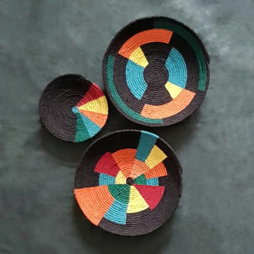 Set of 3 Modern Boho Living Room Wall Decor | Ornament in Decorative Objects by Sarmal Design. Item made of cotton with synthetic works with boho & art deco style