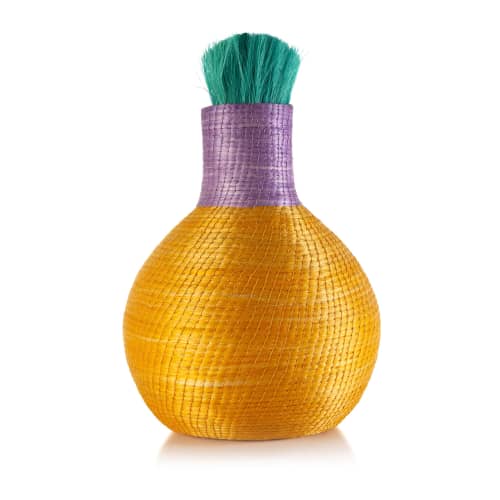 colorblock ostrich vase marigold | Vases & Vessels by Charlie Sprout. Item composed of fiber