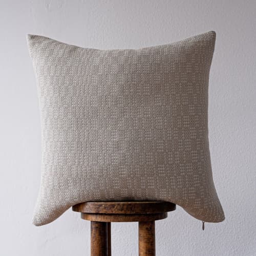 Basketweave Beige Linen Pillow 24x24 | Pillows by Vantage Design