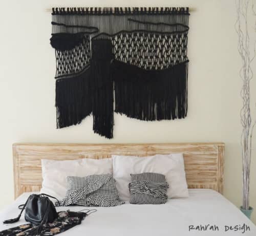 Minimal "Black" Headboard | Macrame Wall Hanging in Wall Hangings by Ranran Studio by Belen Senra. Item composed of cotton & fiber