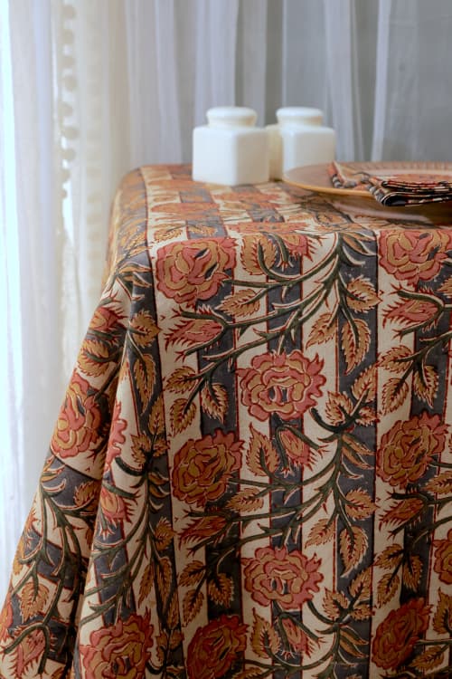 Heritage Floral Kalamkari Tablecloth | Linens & Bedding by Ninéh