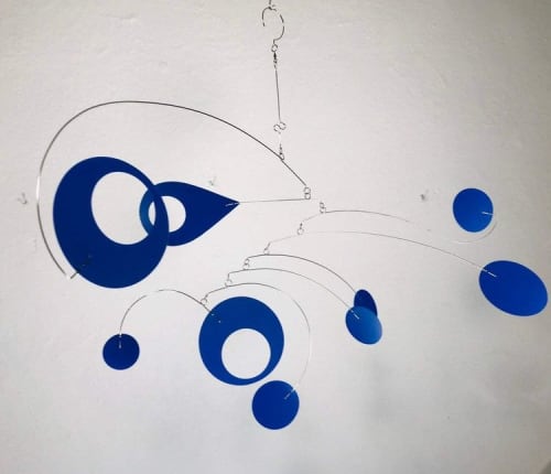 Mobile Royal Blue For Low Ceiling or Sun Room - Calypso | Wall Sculpture in Wall Hangings by Skysetter Designs. Item composed of metal compatible with modern style