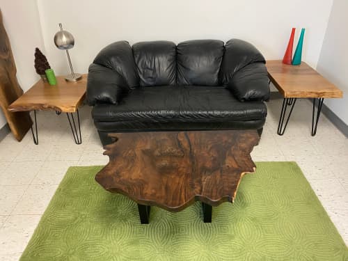 Live Edge Bastogne Walnut Coffee Table with Steel Tube Legs | Tables by Carlberg Design. Item composed of walnut and steel in minimalism or mid century modern style