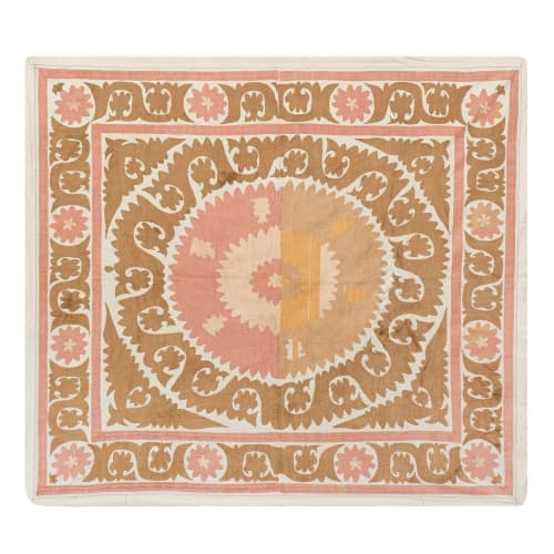 Suzani Faded Tapestry - Uzbek Table Cloth - Tribal Embroider | Tablecloth in Linens & Bedding by Vintage Pillows Store
